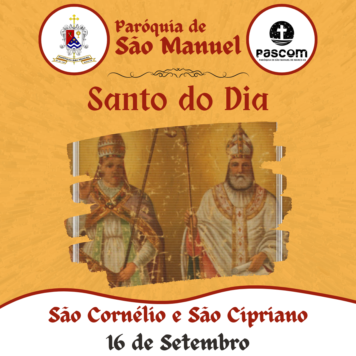 São Cornélio e São Cipriano. Créditos: Paróquia de São Manuel