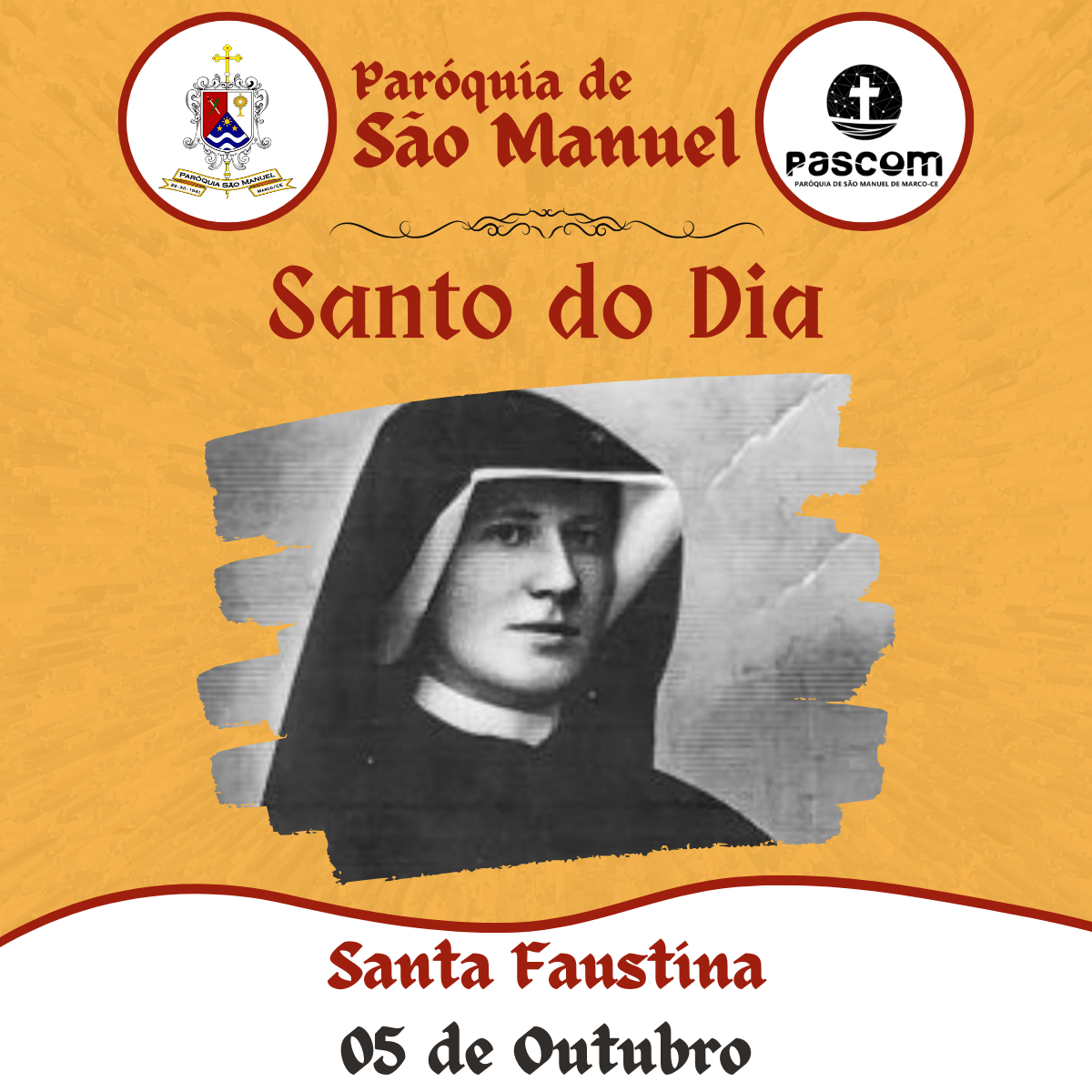 Santa Maria Faustina. Créditos: Paróquia de São Manuel