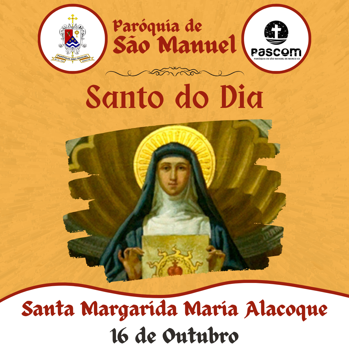 Santa Margarida Maria Alacoque. Créditos: Paróquia de São Manuel