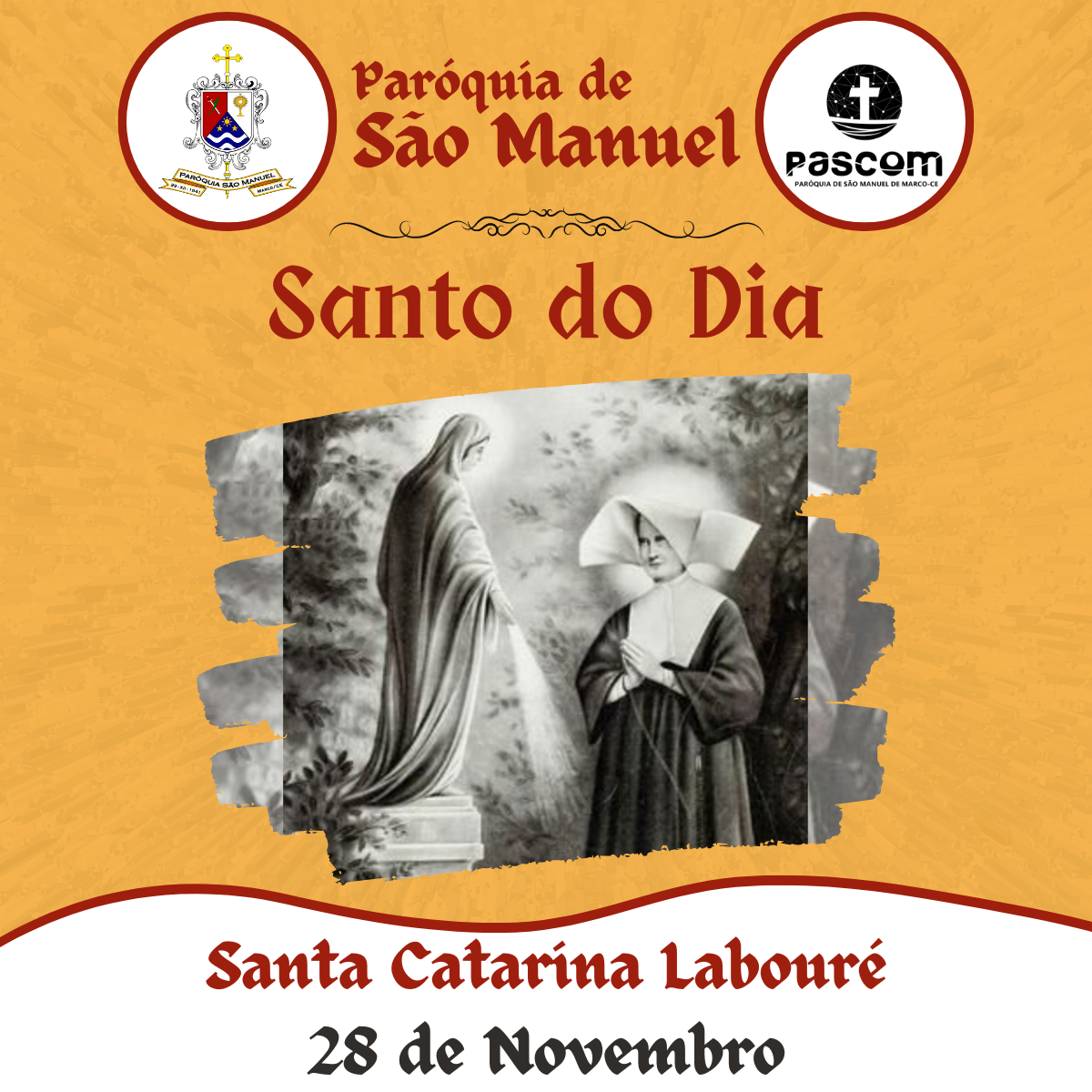 Santa Catarina Labouré. Créditos: Paróquia de São Manuel