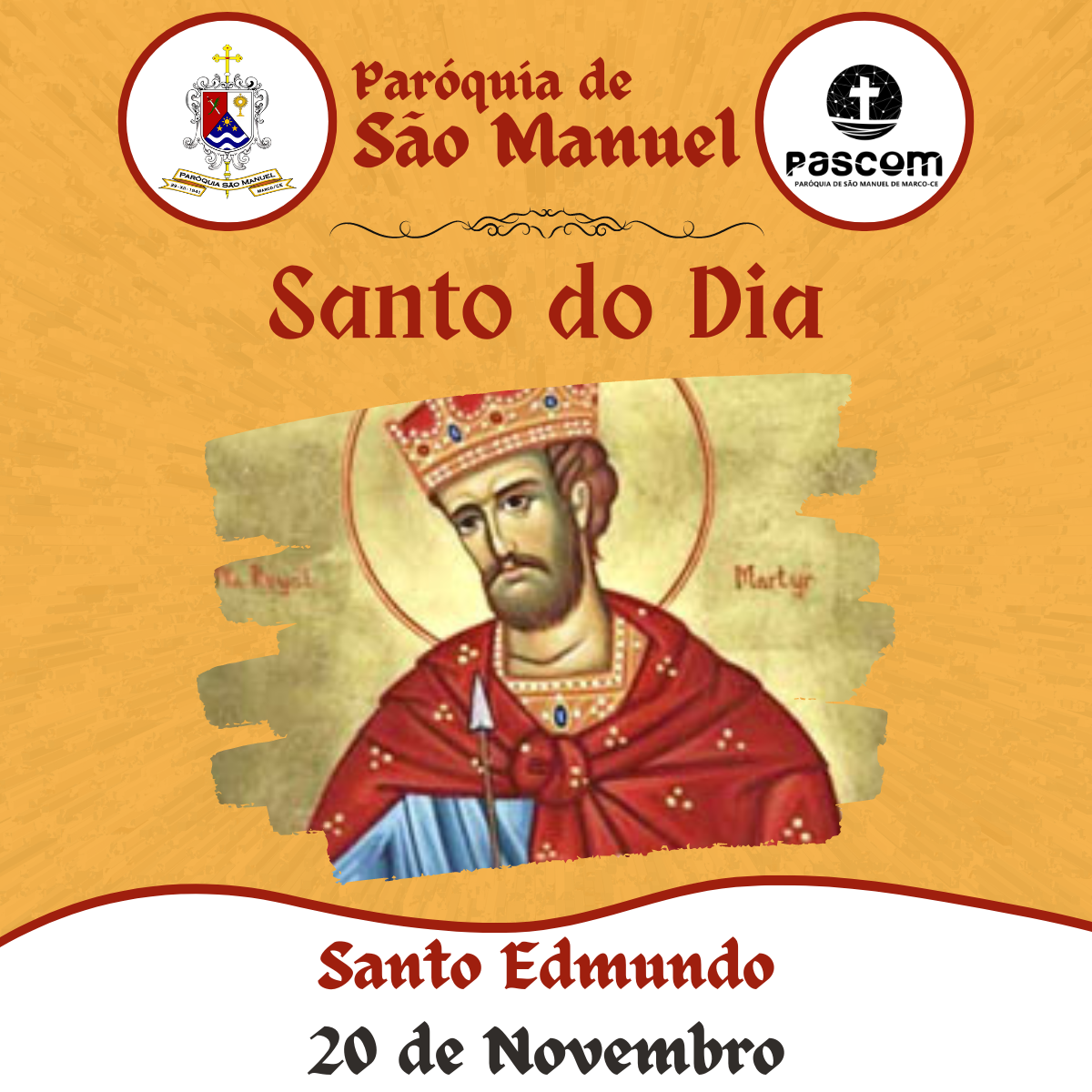 Santo Edmundo. Créditos: Paróquia de São Manuel