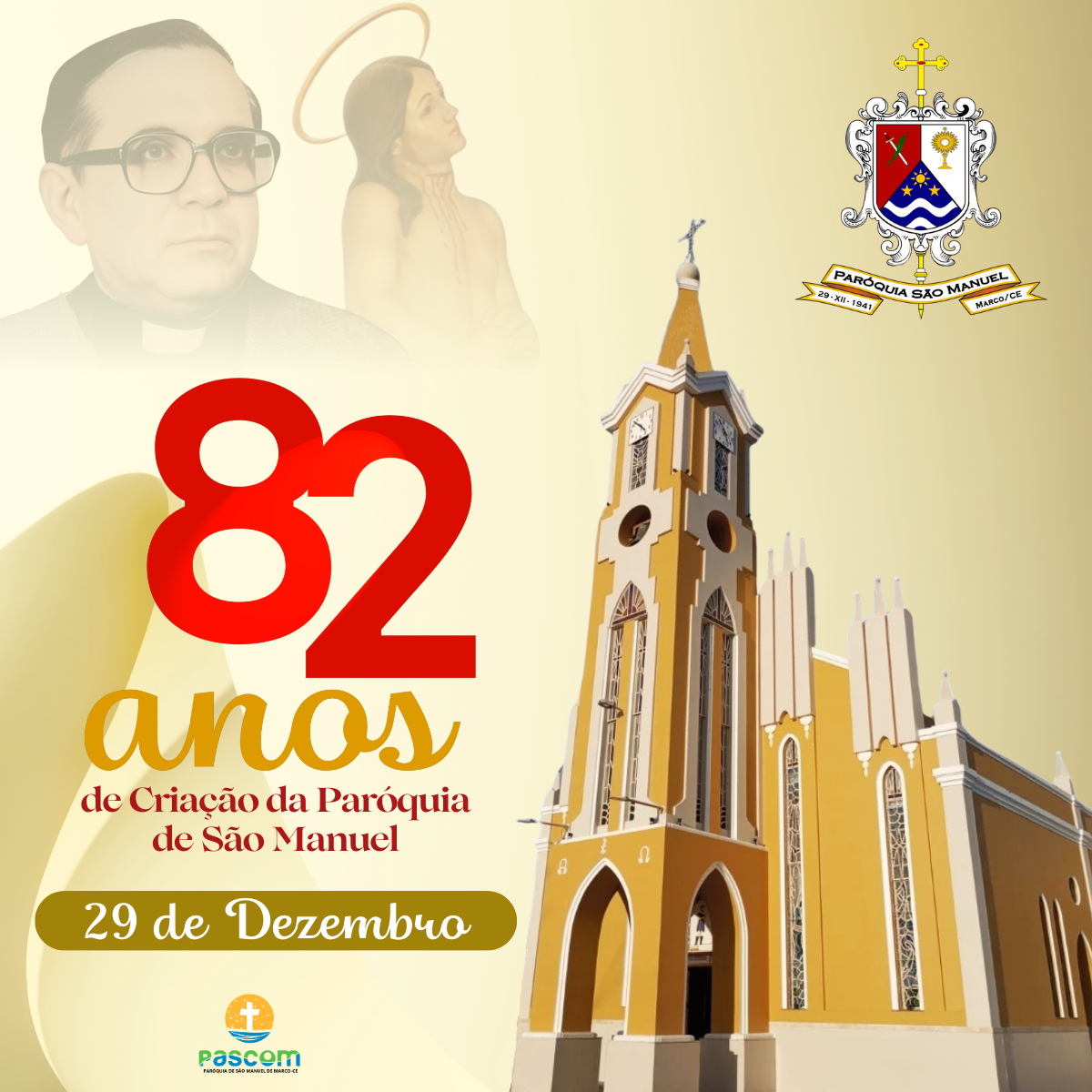 Paróquia de São Manuel completa 82 anos. Créditos: PASCOM Paróquia de São Manuel