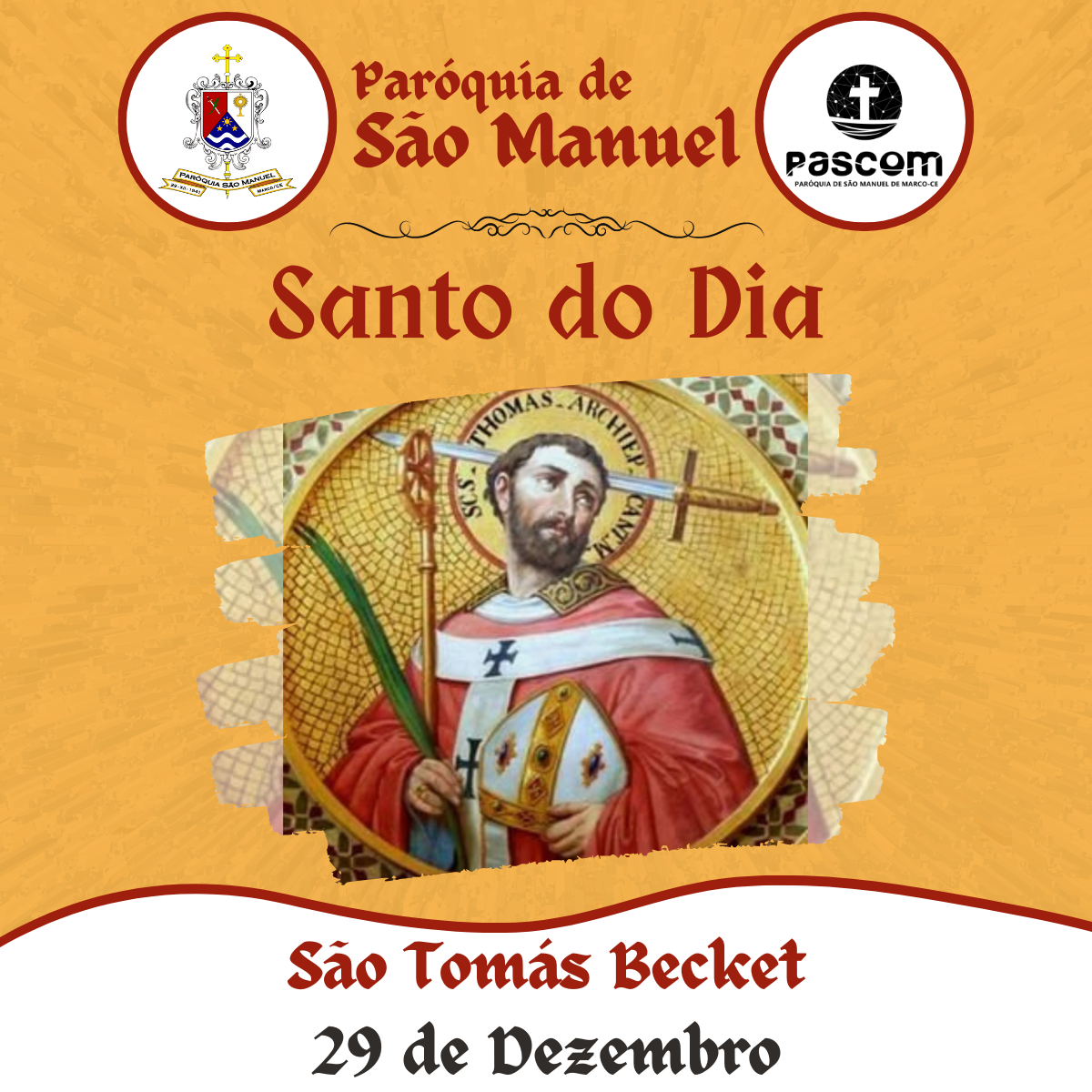 São Tomás Becket. Créditos: Paróquia de São Manuel