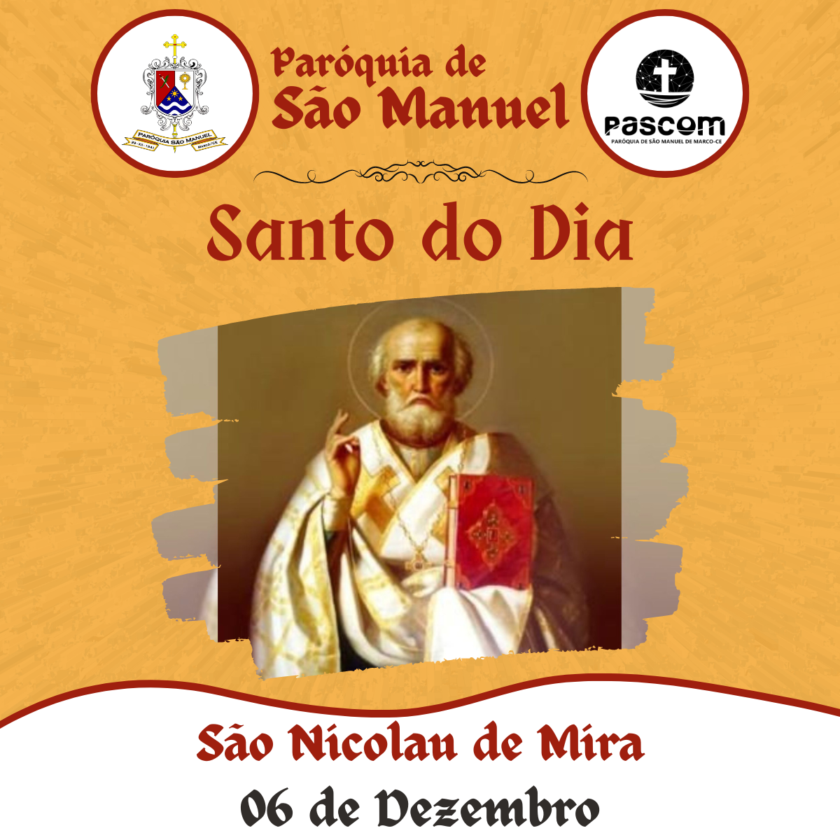 São Nicolau de Mira. Créditos: Paróquia de São Manuel