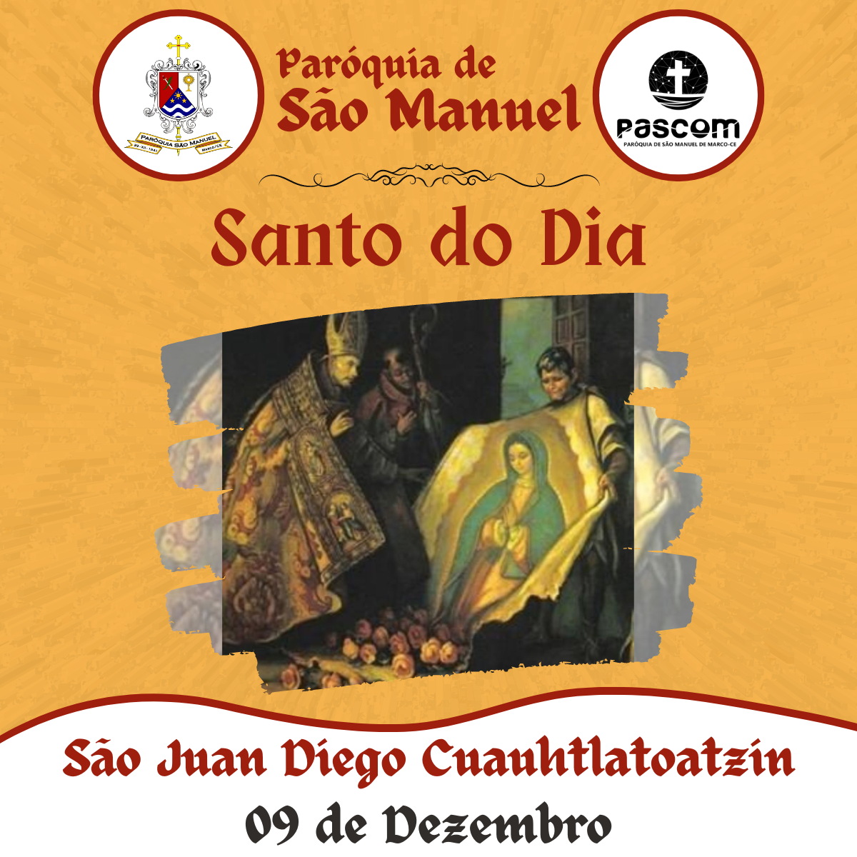 São Juan Diego Cuauhtlatoatzin. Créditos: Paróquia de São Manuel