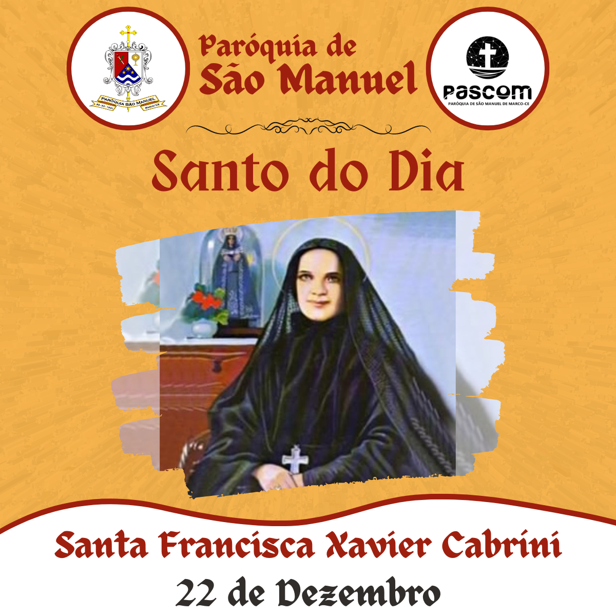 Santa Francisca Xavier Cabríni. Créditos: Paróquia de São Manuel