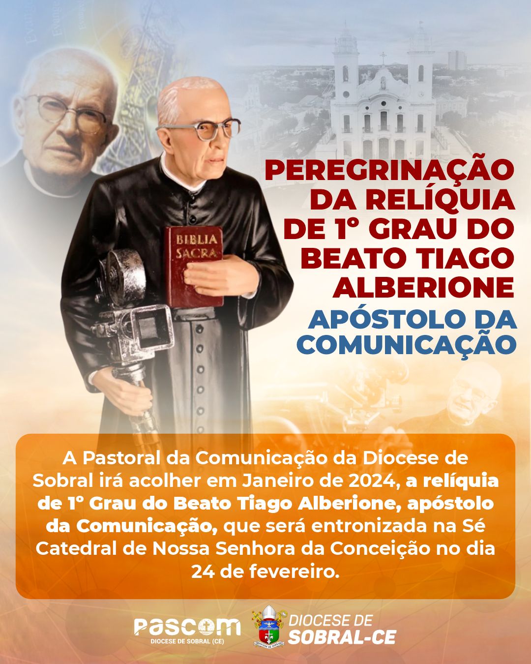 Peregrinação da relíquia de 1° Grau do Beato Tiago Alberione. Créditos: PASCOM Diocesana de Sobral