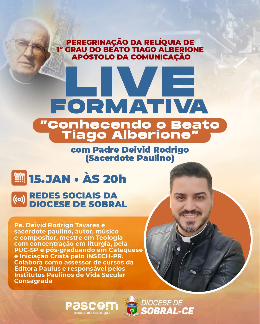 Live Formativa sobre a vida do Beato Tiago Alberione. Créditos: Diocese de Sobral
