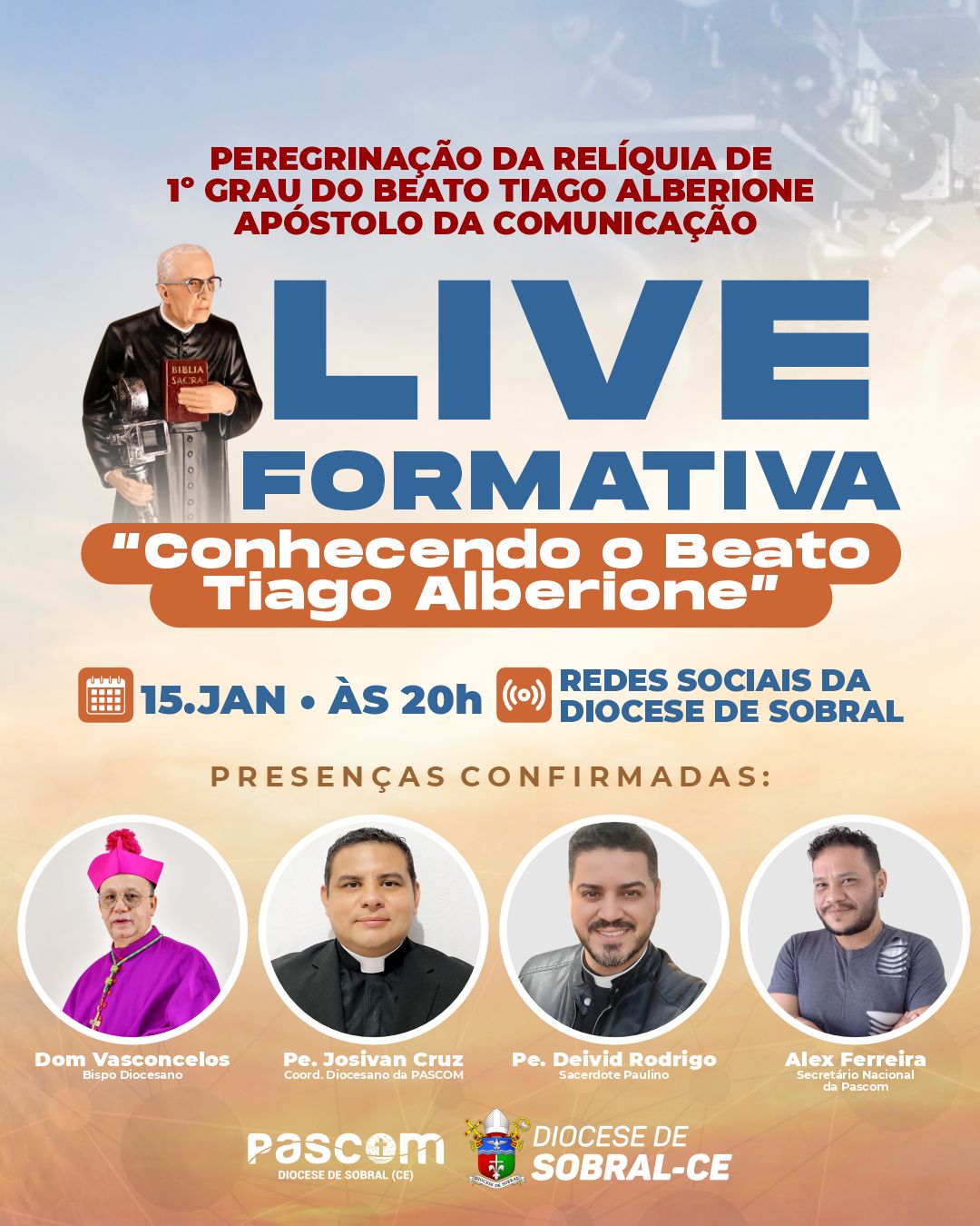 Live formativa sobre o Beato Tiago Alberione. Créditos: Diocese de Sobral