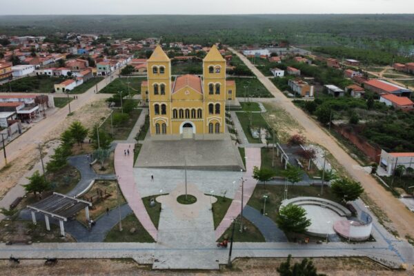 Vista aérea do Santuário Sagrado Coração de Jesus. Créditos: Paróquia de São Manuel