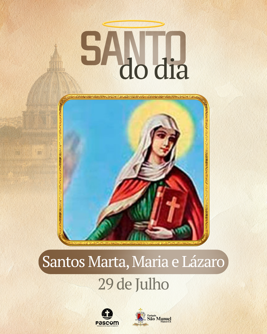 Santos Marta, Maria e Lázaro. Créditos: Paróquia de São Manuel