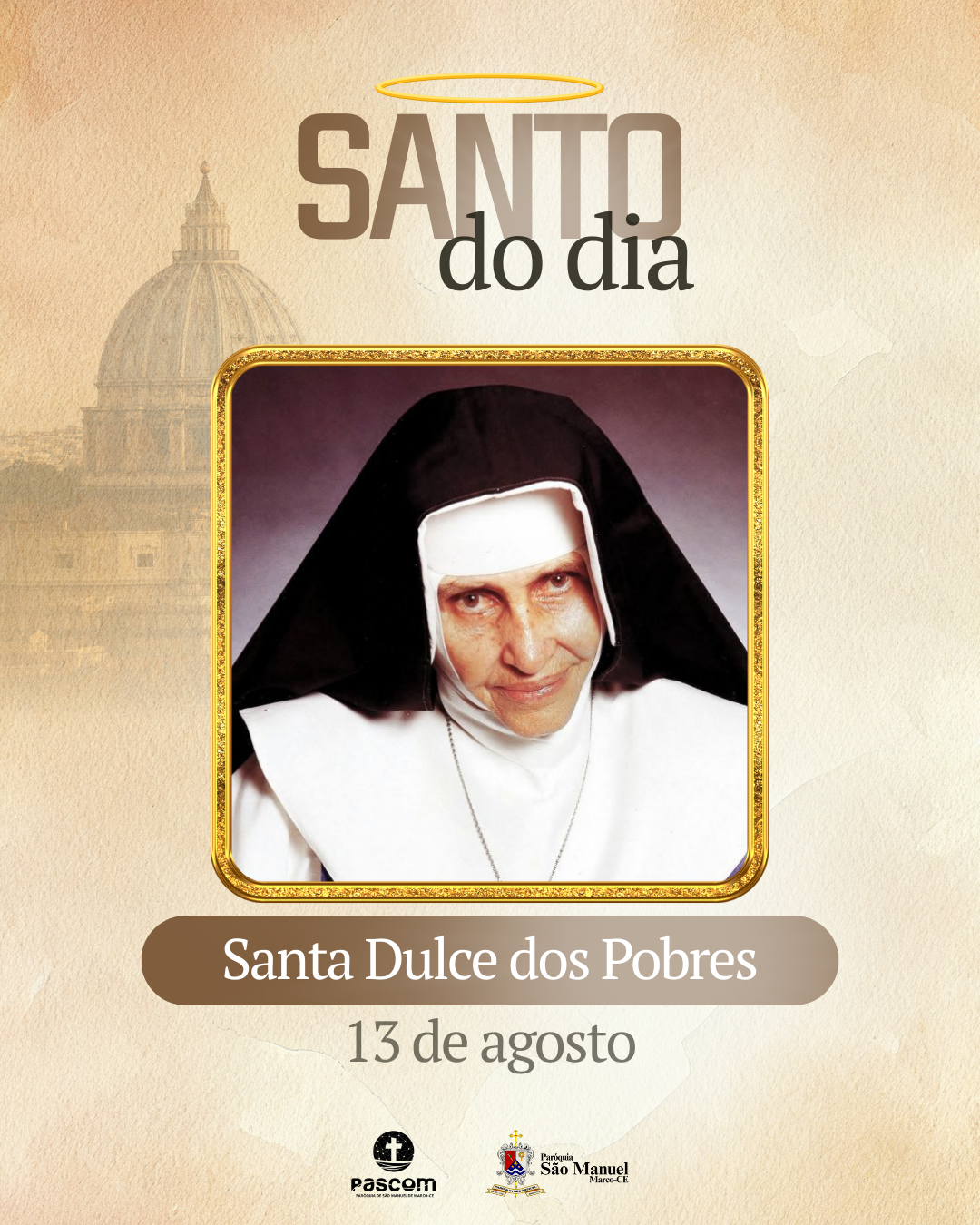 Santa Dulce dos Pobres. Créditos: Paróquia de São Manuel