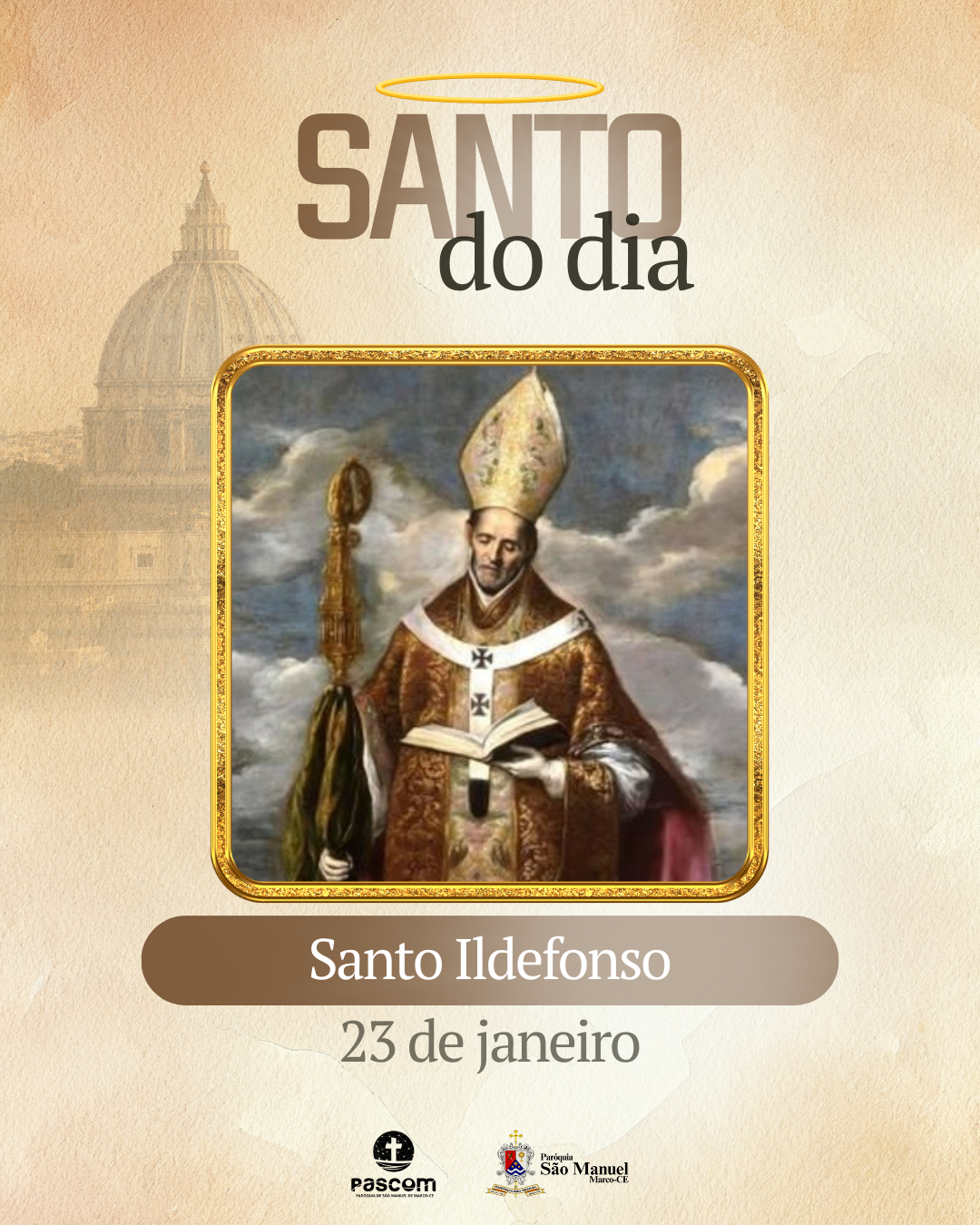 Santo Ildefonso. Créditos: Paróquia de São Manuel