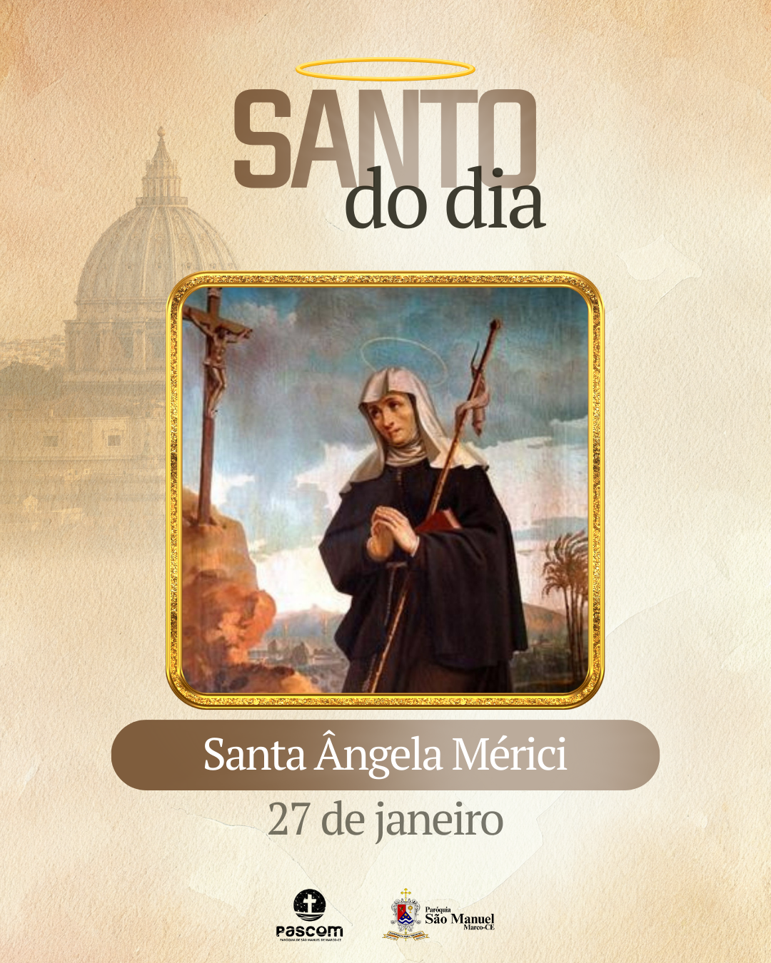 Santa Ângela Mérici. Créditos: Paróquia de São Manuel