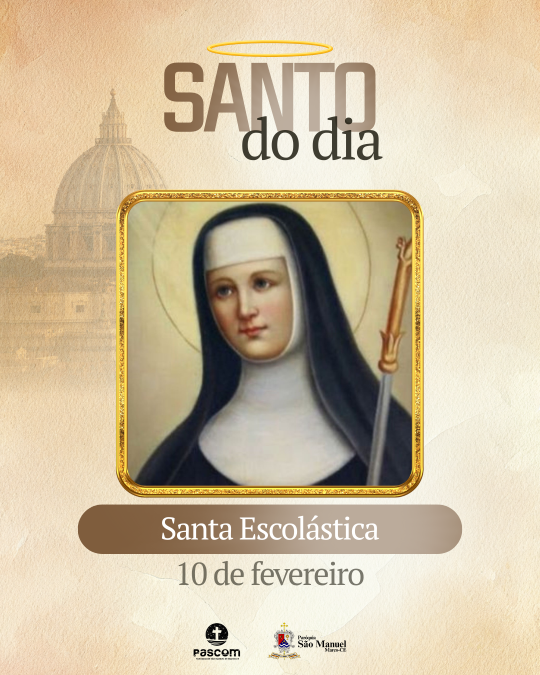 Santa Escolástica. Créditos: Paróquia de São Manuel