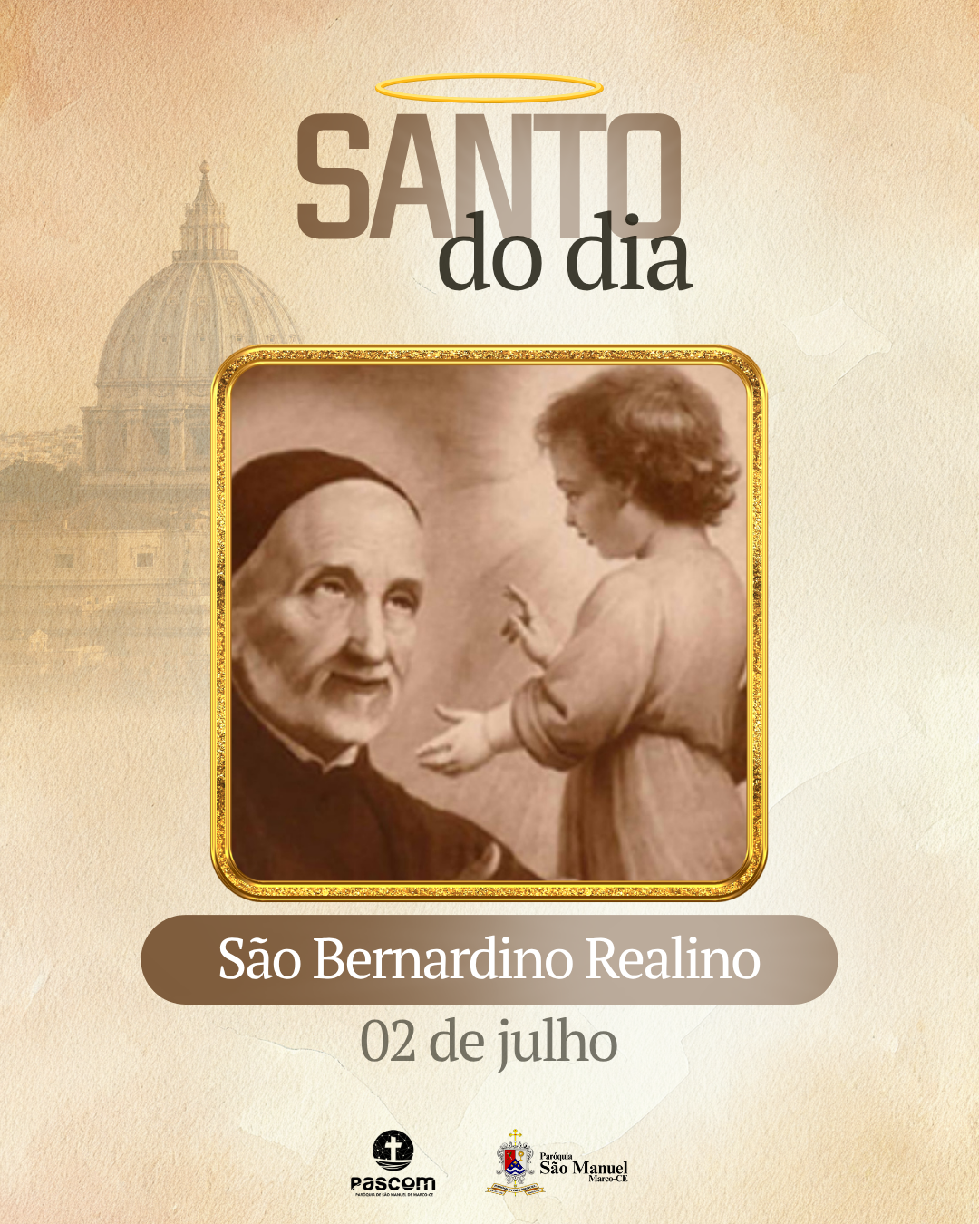 São Bernardino Realino. Créditos: Paróquia de São Manuel